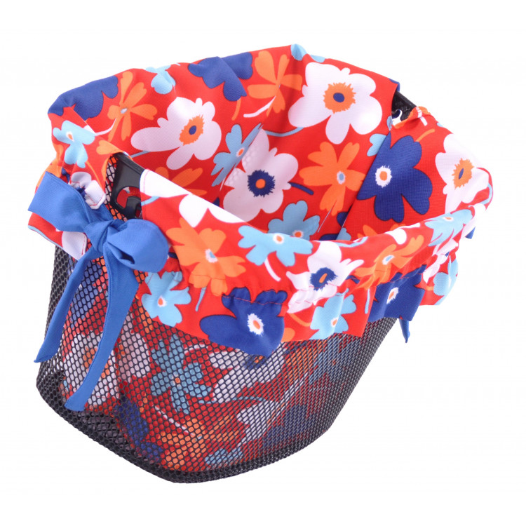 Vložka do košíka červeno-modrá s kvetmi